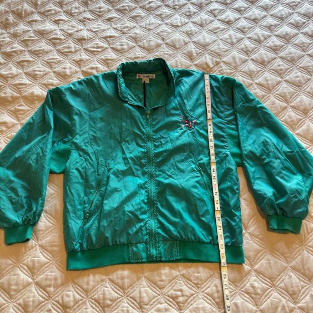 Vintage Carnival Cruise Line Teal Windbreaker Jacket, Unisex, Size L